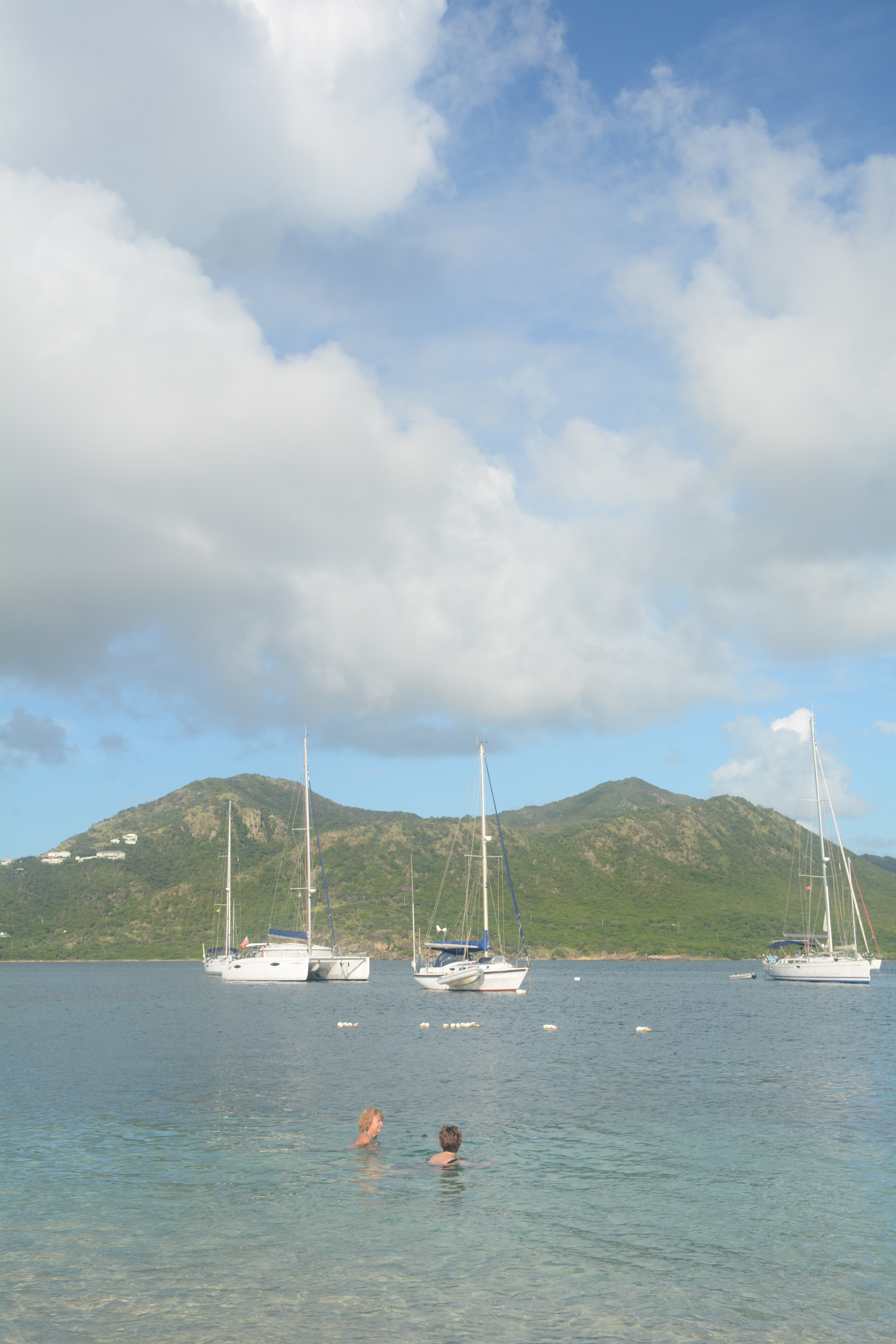 Swimming post-bootcamp workout at Pigeon Beach.